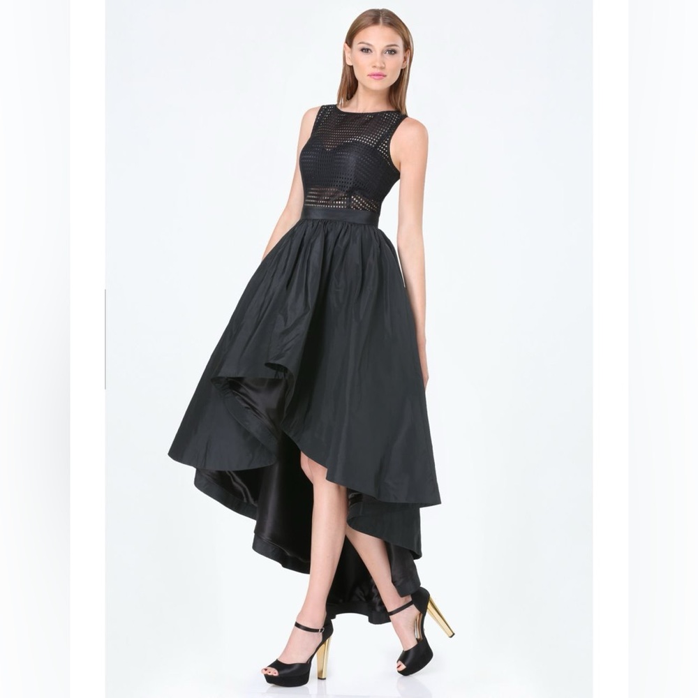 Bebe Nelly Geo Mesh Hi-lo Dress in Black